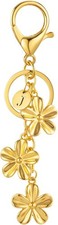 Gold/Silver Initial Keychain Flower Charms for Key Cute Letter