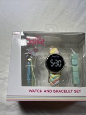Justice FlashingLCD 4pc Watch Set w/ Matching Braided Strap Butterfly Bracelet