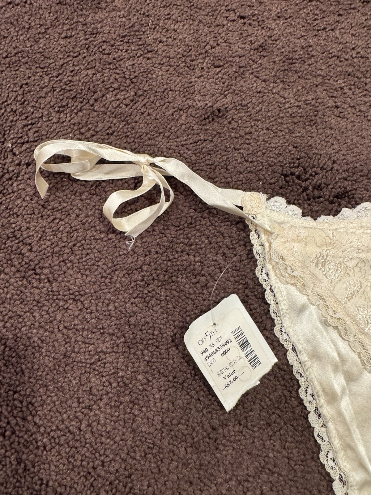 Saks Fifth Avenue Vintage Lace Cream Thong Panties Brand New With Tags image 9