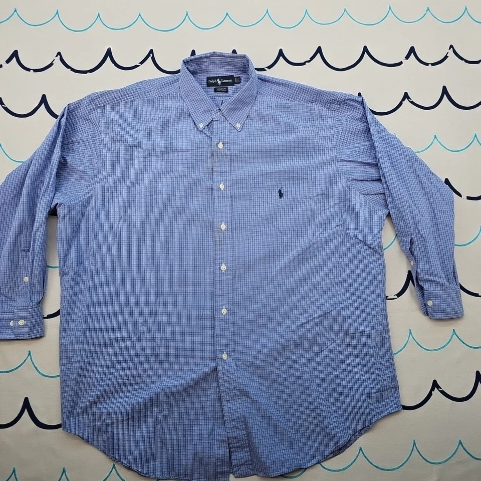 Polo Ralph Lauren Men's Yarmouth Classic Blue Cotton Dress Shirt Size 17.5-32/33 - Image 2 of 4