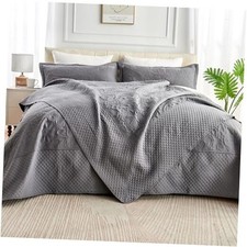 Oversized King Quilt 128x120, California King Bedspread 128  x 120  Dark Grey