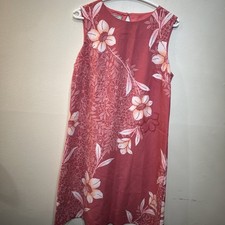 Tommy Bahama Women's coral Floral midi- Dress Medium, 100 Silk.