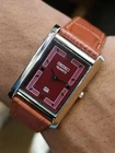 VINTAGE SEIKO SLIM QUARTZ WINE RED DIAL JAPAN MEN'S WORKING DRESS WATCH