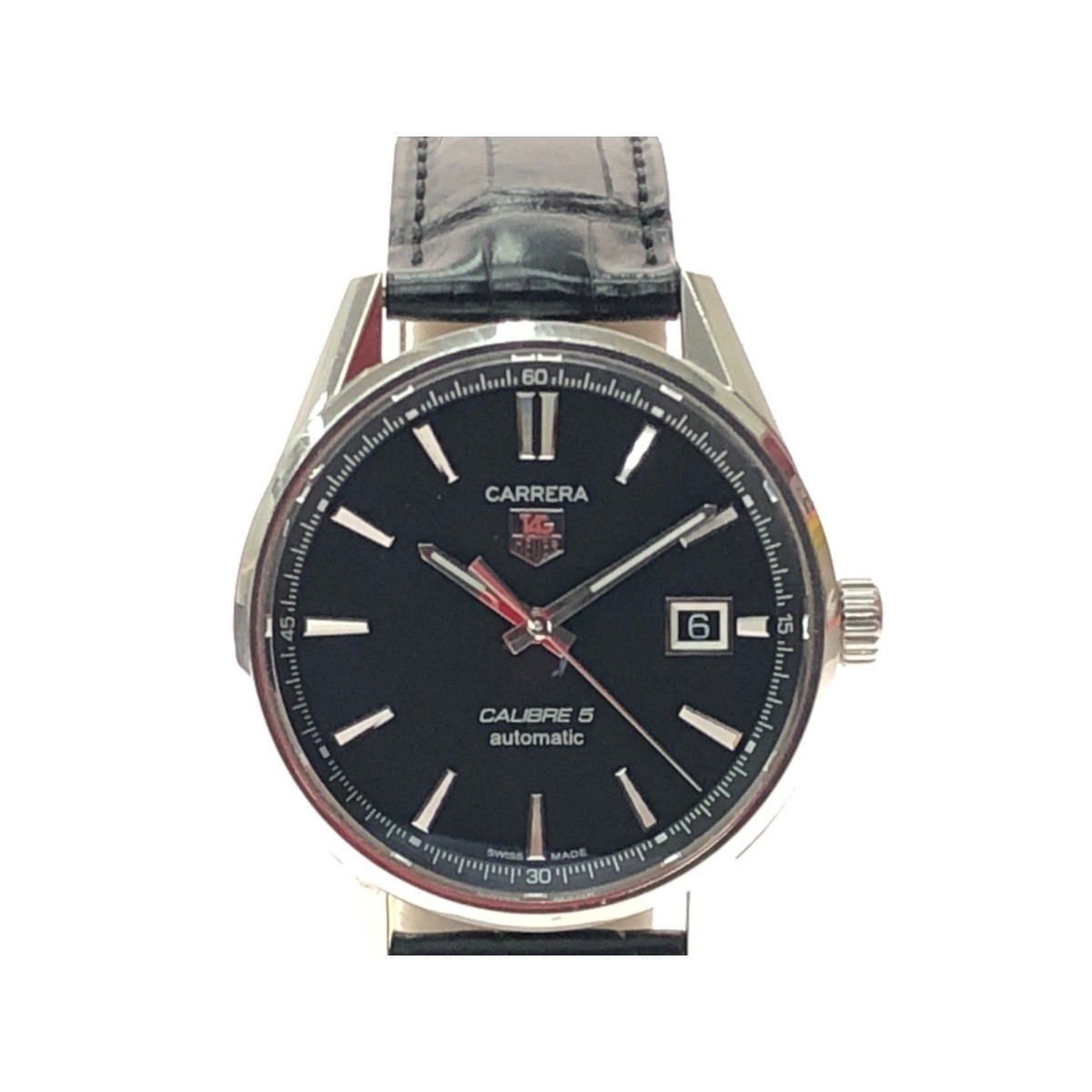 TAG Heuer Men's Automatic Carrera Caliber 5 Black Leather Watch WAR21