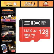 128GB Micro SD Card - 190MB/s Read Speed, A2 U3 V30 for 4K UHD, Adapter Included