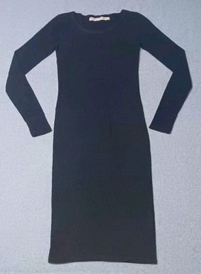 Raquel Allegra Basic Fitted Bodycon Long Sleeve Dress Womens Size 1 Black...
