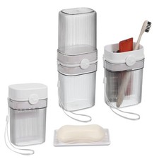 Travel Toothbrush Case Set, Soap Holder and Travel Toothbrush Holder Light Grey 