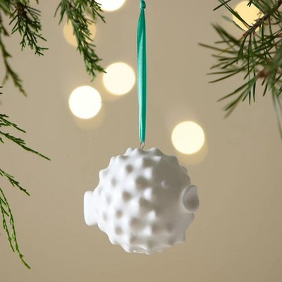 Jonathan Adler Puffer Fish Ornament Porcelain NIB