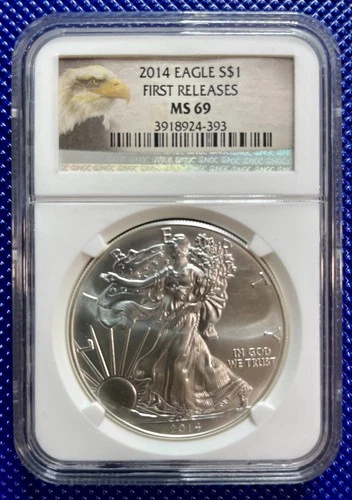 2014 ~ Silver Eagle S$1 ~ NGC MS69 ~ FIRST RELEASES ~ #3918924-393