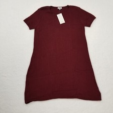 Tobi Womens Sweater Dress Short Sleeve  Cotton Acrylic Size S Red/ Burgundy.