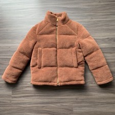 Sale! $368 Rebecca Minkoff Womens Stand Collar Puffer Fleece Jacket Cocoa Size S