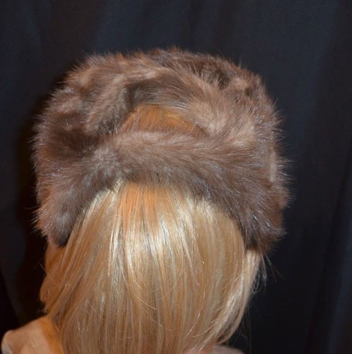 Unbranded Vintage 50s Brown Gray Mink Fur Cocktail Style Women's hat - Picture 4 of 5