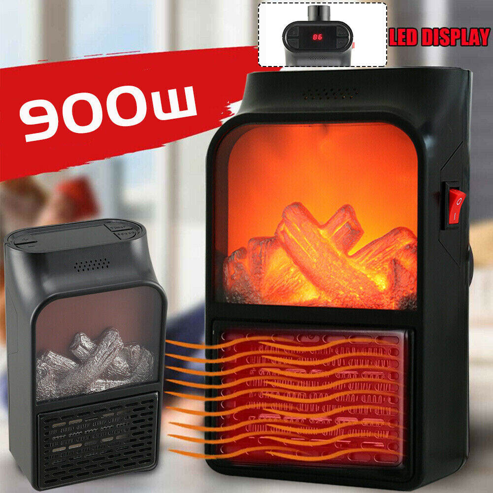 Plug In Electric Wall Heater Remote Mini Fan 900W Button Timer Portable Warmer eBay