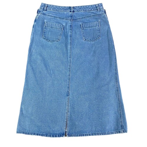 Kim Rogers Denim Maxi Skirt Womens 14 / 33 Blue Long Pockets Slit Modest Boho - Picture 7 of 11
