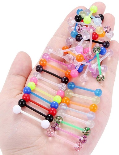 Prjndjw 48Pcs 14G 16mm 14MM Glow in Dark Tongue Nipple Ring Plastic Flexible ... - Picture 5 of 6