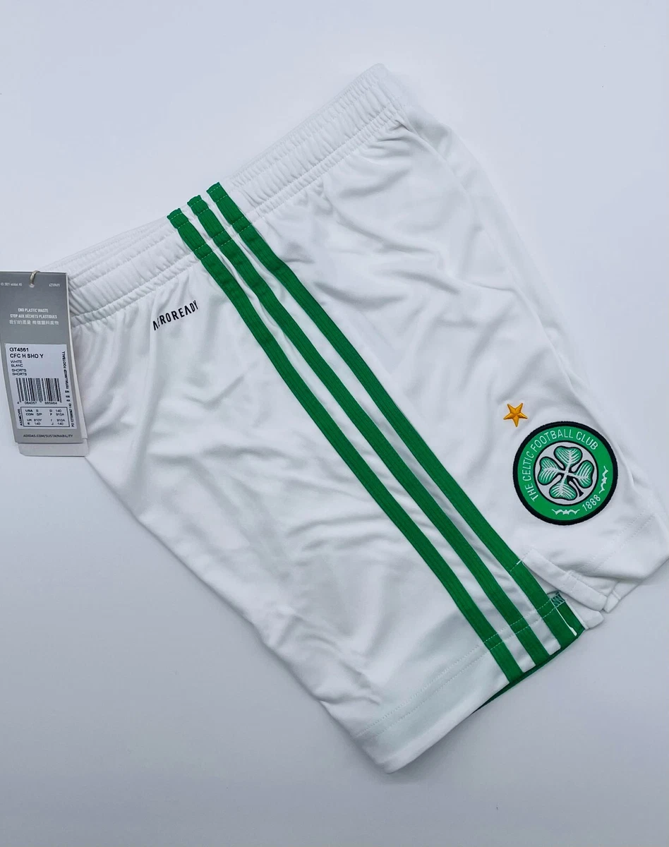 Celtic Football Shorts Home shorts Adidas 9 10 Years White Green