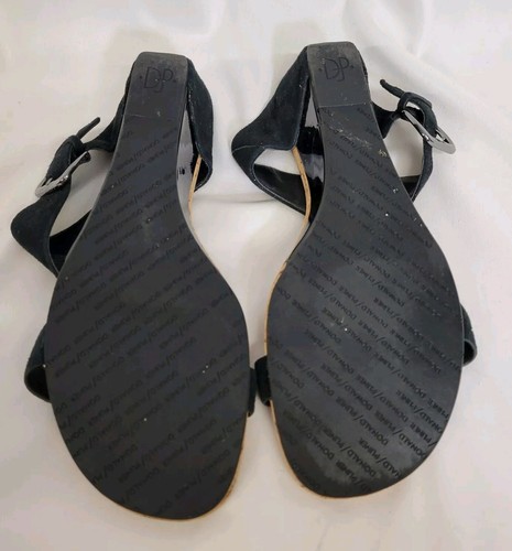 Donald Pliner Donni Black Shimmer Leather T-Strap Cork Wedge Sandals Size 9.5 - 第 9/10 張圖片