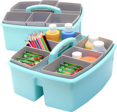 Large Classroom Caddy with Cups, 13 X 11 X 6.575 Inches, Teal, Case of 2 (00984U