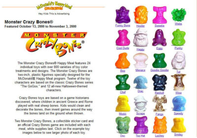 LOOSE McDonald's 2000 Crazy Bones MENACE Gogos GOGO Monster Bone
