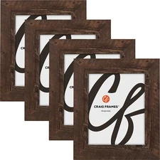 American Barn, 2" Brown Picture Frame, Common Sizes 4x5 - 24x36, 4-Pack