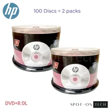 100 HP DVD DVD+R DL 8x Dual Double Layer Logo 8.5GB in Sleeves - Same Day Ship!