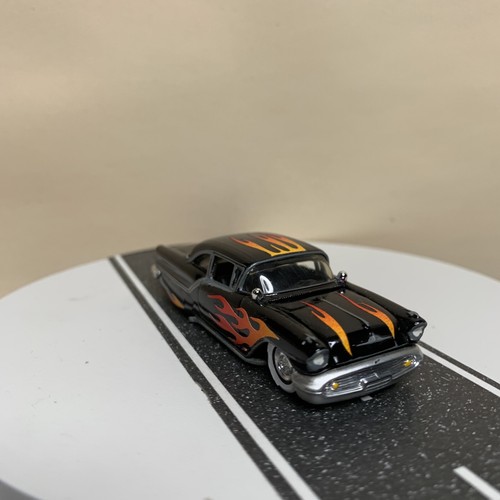CUSTOM Hot Wheels 100% 1957 Oldsmobile Olds 88 Black w/Flames/Exhaust/White Wall - Picture 10 of 15