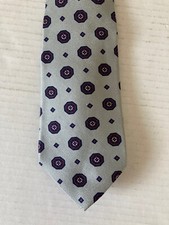 Kings Lynn Men's Necktie Tie Silk Gray Red Black Octagon Square Made in USA