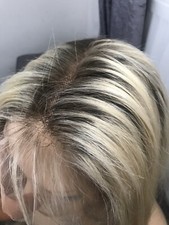24”!Light  Ash Blonde Rooted Front Lace Wig, 100% Human