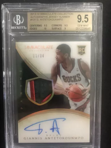 2013-14 Immaculate Jersey Number Giannis Antetokounmpo BGS 9.5 Auto RC RPA #/34