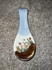 Vtg Otagiri Spoon Rest Yellow Sun Flowers butterfly Japan hand craft Ceramic 9&rdquo;