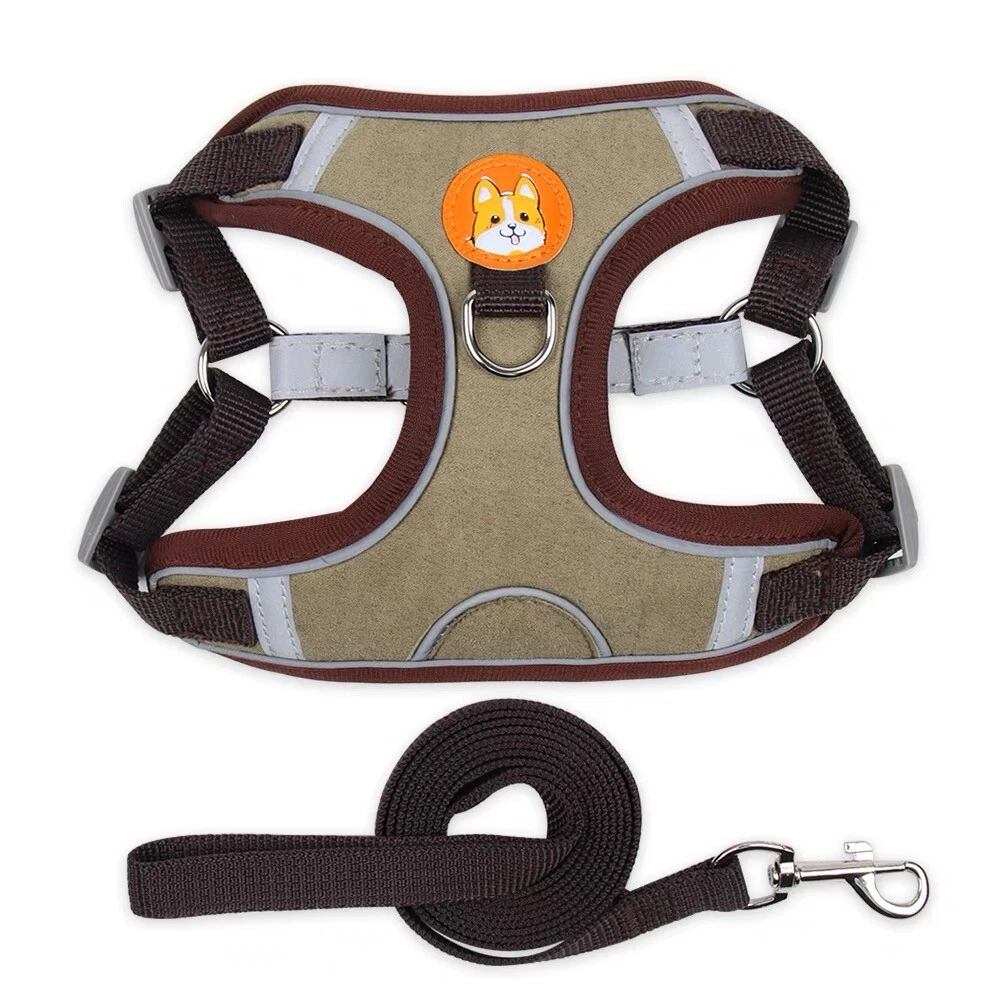 Dog Harness Set No Pull Adjustable Reflective Breathable Harness French Bulldog
