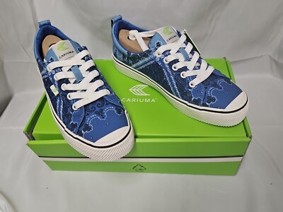  Cariuma Oca Low Blue Bandana Canvas Sneaker. Women Size 8.5 Men Size 7 In Box.