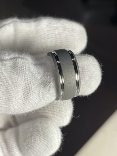 Men's Ring, Unique Look Sandblasted Titanium, Wedding Band at 12mm Wide - Picture 5 of 9