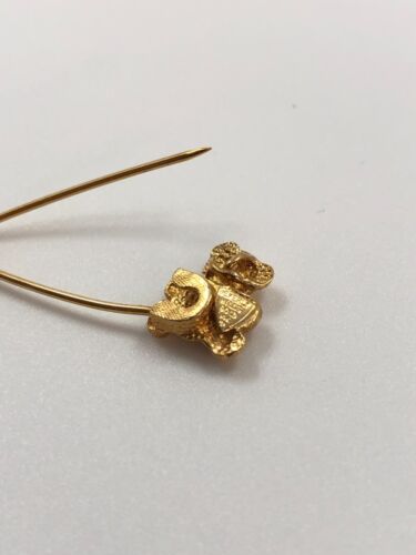 Beverly Hills 14K Gold Teddy Bear Safety Pin Brooch - Movable Head - 14ct 2.09g - Picture 9 of 18