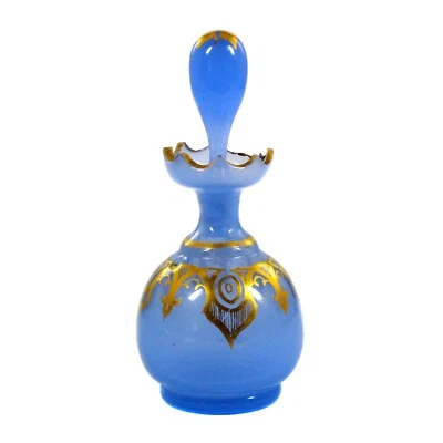 Flakon aus opak-blauem Glas mit Goldmalerei, Frankreich oder Böhmen um 1850 - Bild 1 von 4