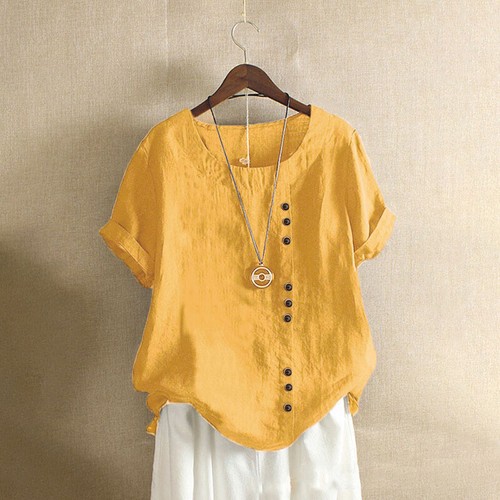 Blusa holgada de algodón lino suelta para mujer damas verano informal camiseta túnica torso - Imagen 42 de 42