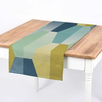 SchÖNer Leben. TischläUfer Dekostoff Geometrisch Retro Sechseck Blau 40X160Cm