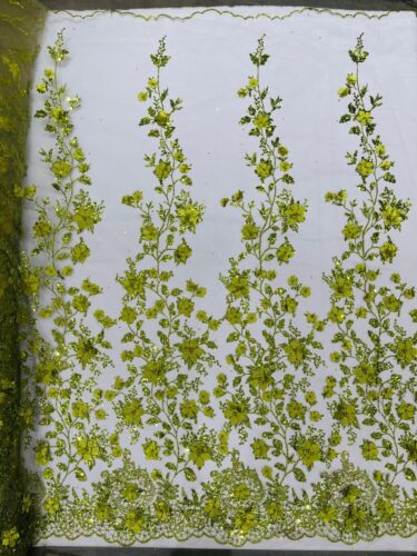 Princess 3d floral design embroider beaded with pearls on a mesh (by the yard) - Picture 64 of 87