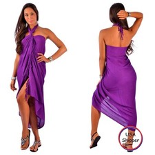 1 World Sarongs Womens Beach Cover-Up Purple Sarong