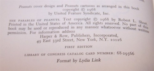 The Parables of Peanuts 1st edition by Robert L. Short 1968 HC - Foto 2 di 4