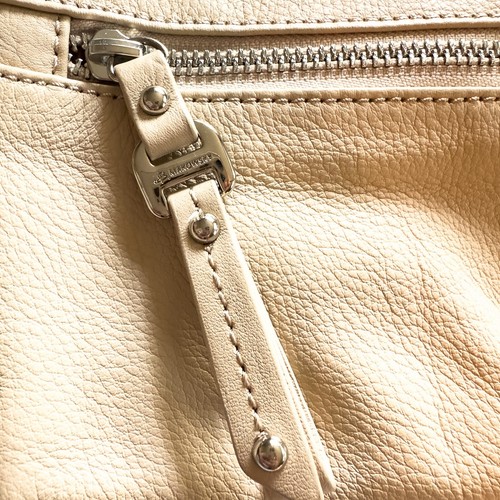 B Makowsky Cream Leather Handbag Purse Large Shopper Animal Print Interior - Picture 7 of 19