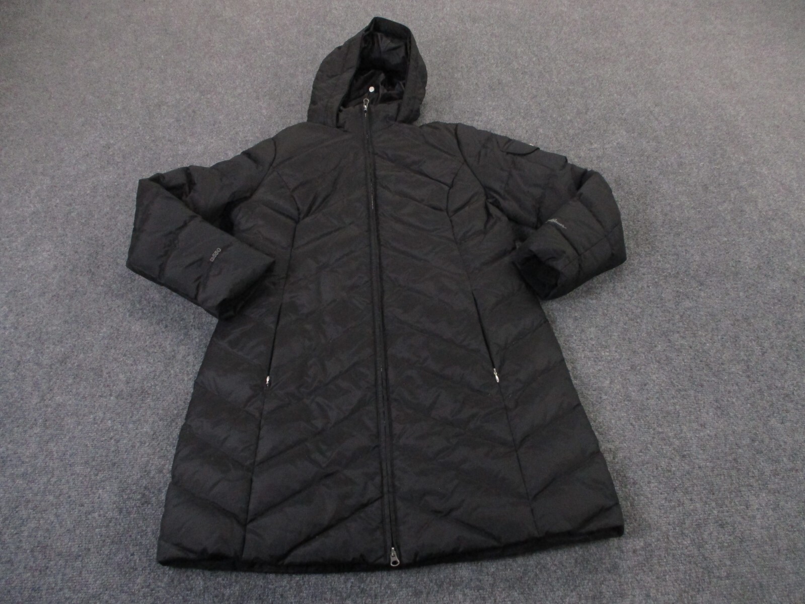 Eddie Bauer Jacket Women L Black Down Puffer Coat Parka Outdoor Quilted Long 550