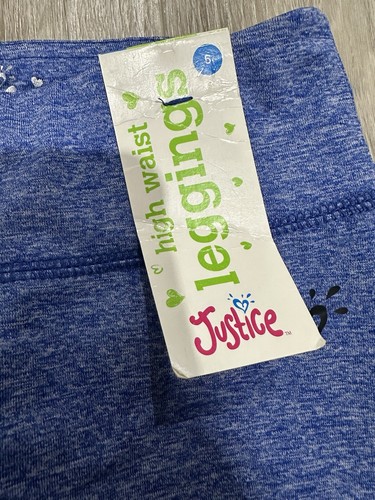 NWT Justice High Waisted Blue leggings Size 5 - Picture 2 of 2