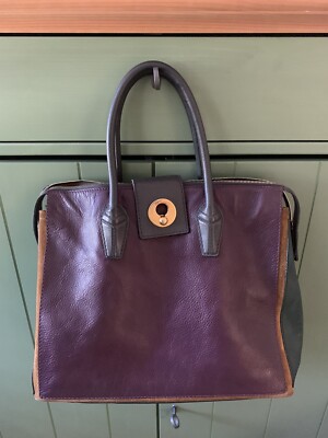 Authentic Saint Laurent YSL Muse Two Cabas Color Block Leather