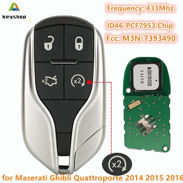 for Maserati Ghibli Quattroporte 2014 2015 2016 Smart Remote Key Fob M3N-7393490
