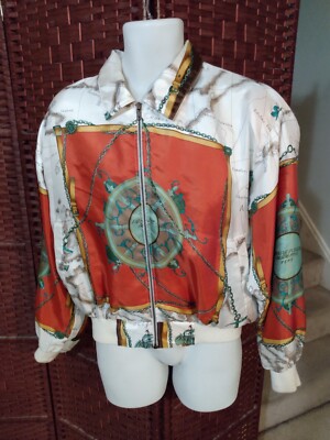 Vintage Women's Para-Silk Jacket All Over print Nautical XL Retro