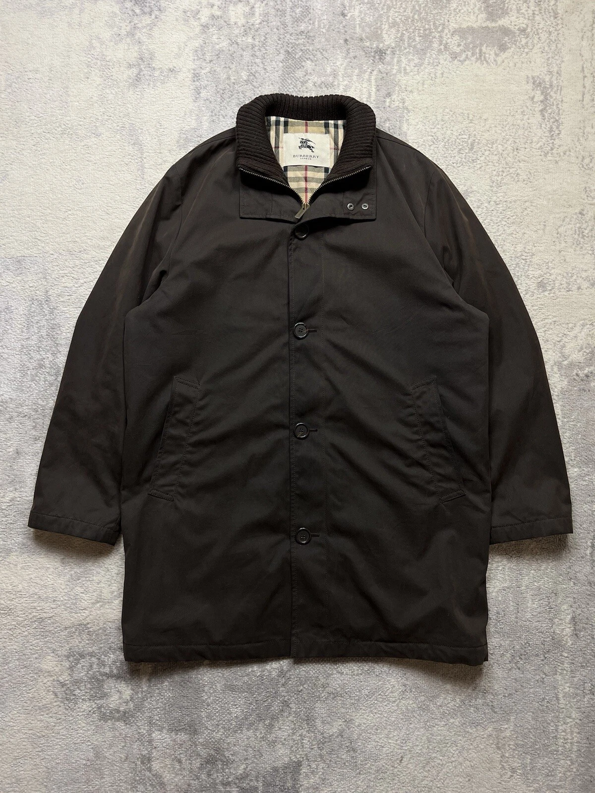 Trench coat Burberry vintage colletto marrone scuro nova check uomo taglia 52