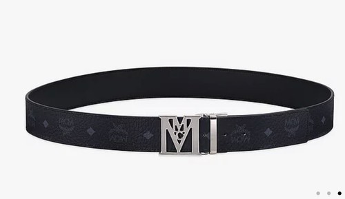 Ceinture en cuir réversible MCM homme noir couleur logo M boucle taille unique 365€ + taxes - Photo 3/6