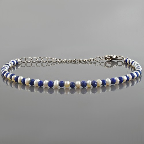 Natural Perla de Agua Dulce & Lapis Lazuli Tiny Cuentas Cadena Combo Set Regalo - Imagen 24 de 34