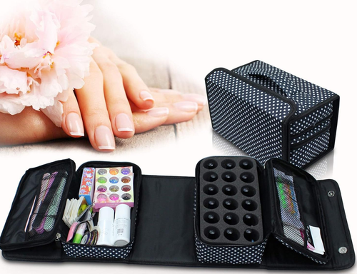 Nail Storage Bag Gel Polish Organizer Case Manicure Travel Kit Holder Pink Black - Picture 9 of 12